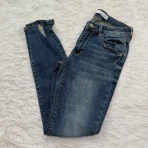 Women Kancan High Rise Distressed Skinny Jeans in Medium Blue Size 27